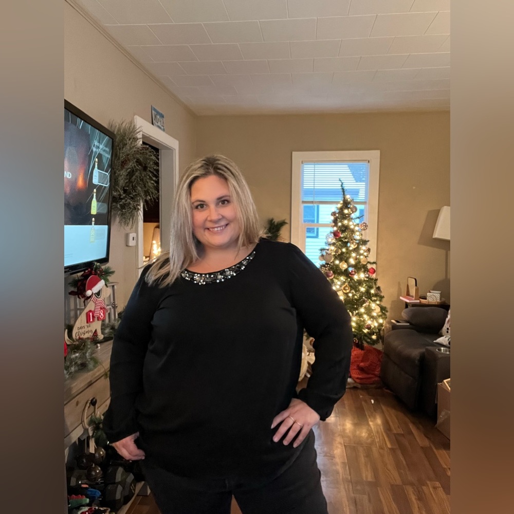 Black Blouse with Beaded Detail